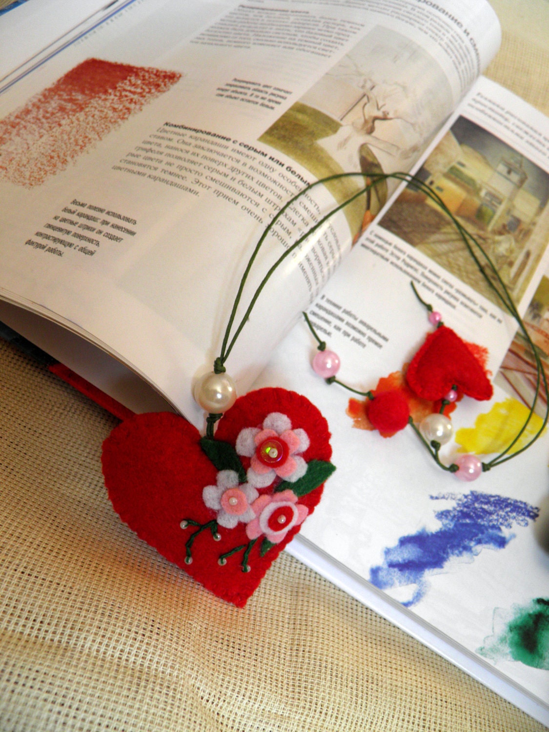 Felt bookmark with a red heart /felt Heart /f elt toy/ gift for child / Ready to Ship