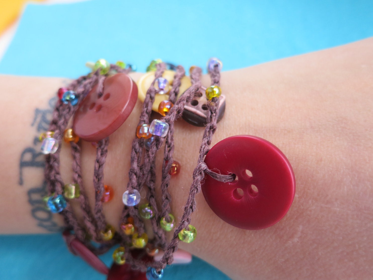 Ba Buttons:  Versatile crocheted necklace / bracelet / belt / headband