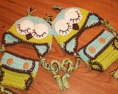 Crochet Twin Owl Prop Set