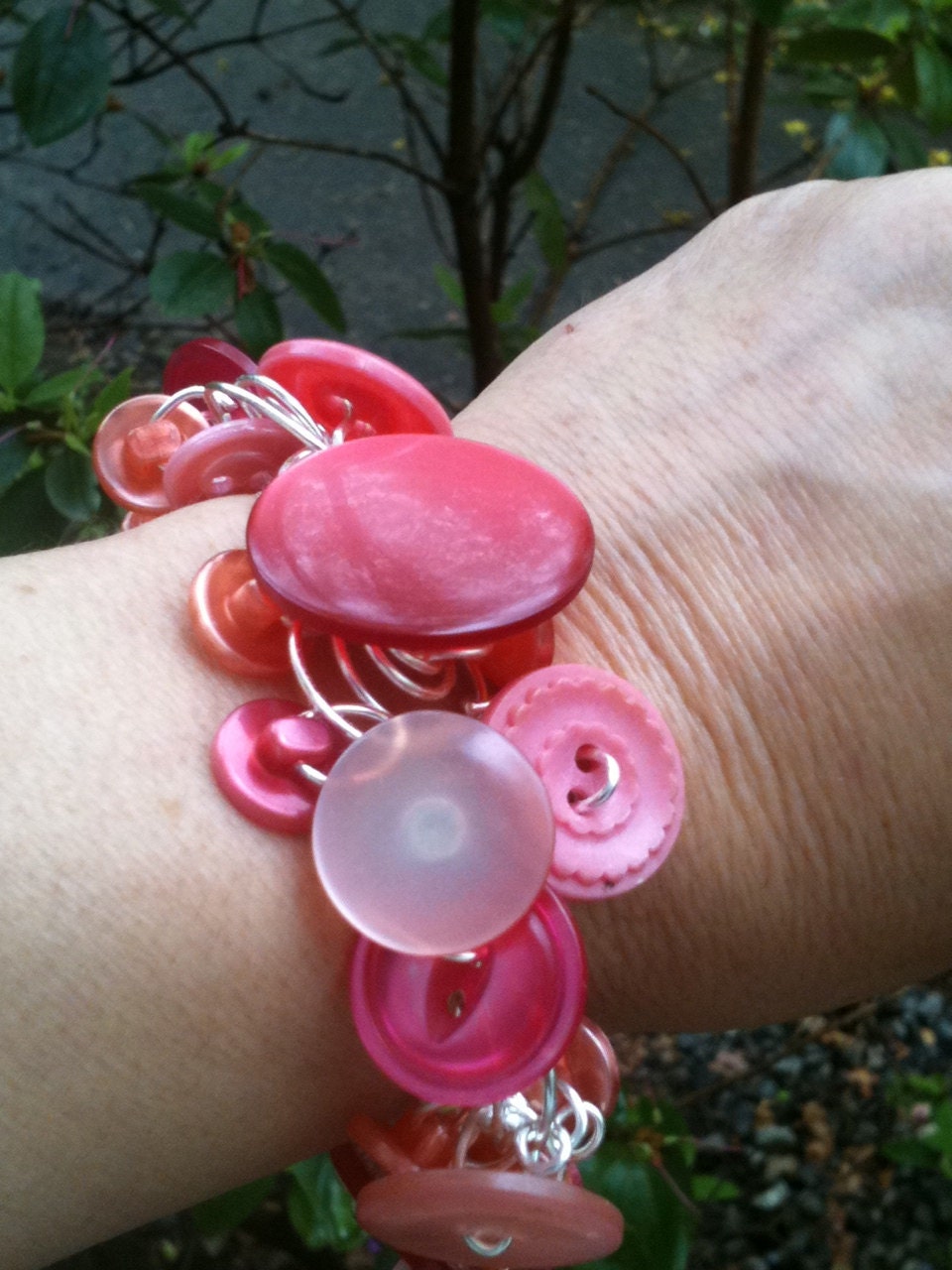 Handmade Vintage Button Charm Bracelet