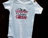 Baby and Little Girl Shirt or Onesie - I'm so Glamorous I cry Glitter - Pink and Black Embroidered Infant and Toddler Bodysuit.