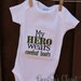 Baby Girl or Boy Onesie - My Hero Wears Combat Boots - Embroidered Infant Bodysuit Outfit. Soldier, Military. Handmade