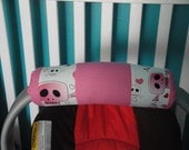Reversible Car Seat Arm Pad Handle Cover - Pink Roses with White Skulls - Sale