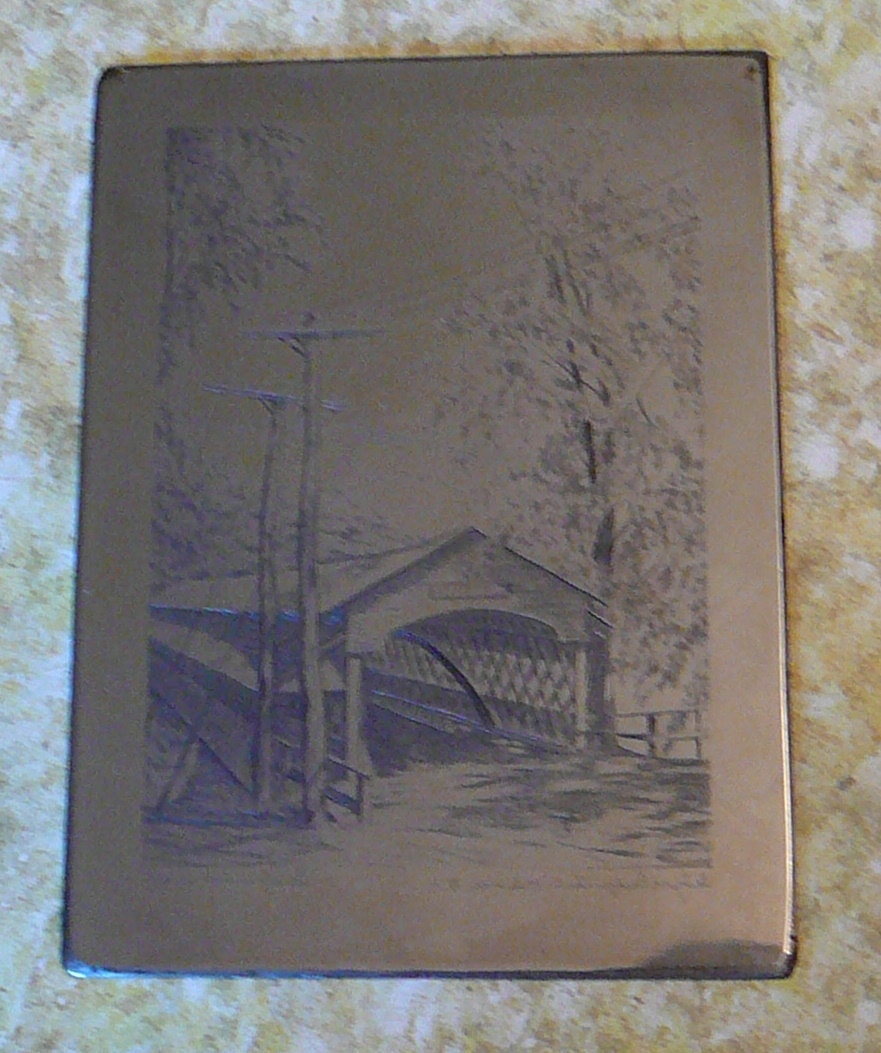 Covered Bridge, NH  Foundry Printing Block Face  1940