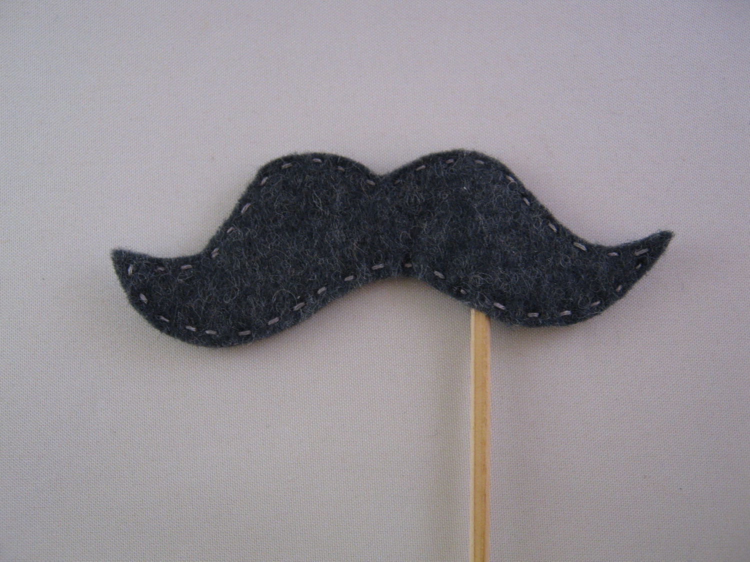 Grey Felt Moustache on a Stick