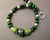 Green Olive Silver Rope Bracelet