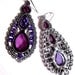 Purple Petal Gypsy Earrings Lavender Crystal Long Dangle