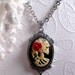 Romantic Gothic Fantasy Skull Or Skeleton Necklace With Red Rose - Cameo