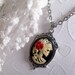 Romantic Gothic Fantasy Skull Or Skeleton Necklace With Red Rose - Cameo