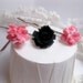 Black Rose Pink Flower Bobby Pins - Hair Pin