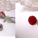 Red Flower Green Leaf Earrings - Dangle - Wedding Bridesmaid