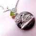 Country Home Silver Locket Necklace With Bird And Green