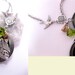 Country Home Silver Locket Necklace With Bird And Green