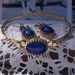 Vintage Avon Faux Lapis Goldtone Bracelet and Earring Set - 1974