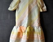 Girls cotton candy colored/striped pastel party dress, girls size 7, vintage retro fun