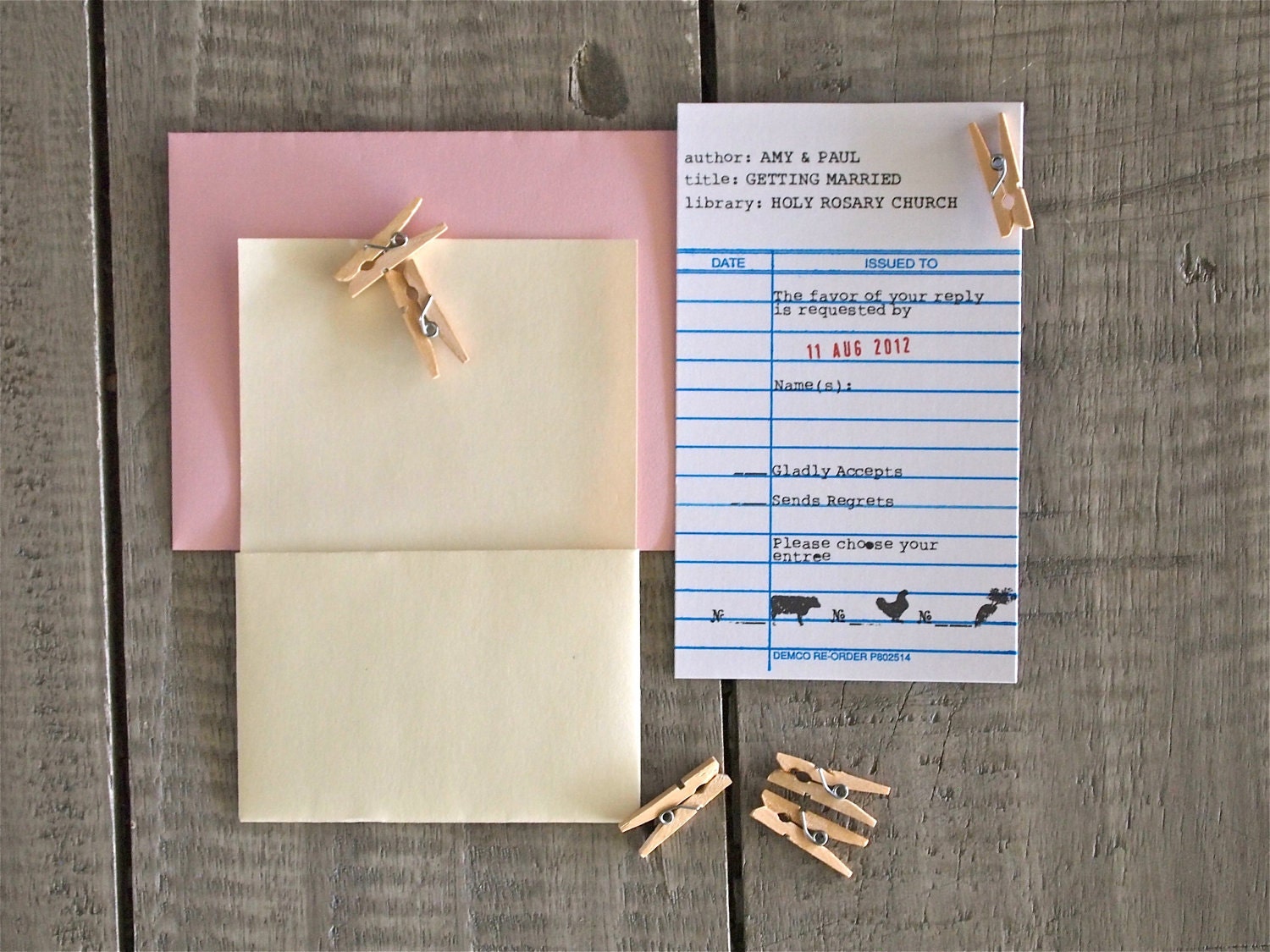 Library Card RSVP Response Card Add On // As seen in "Perfect Wedding" magazine