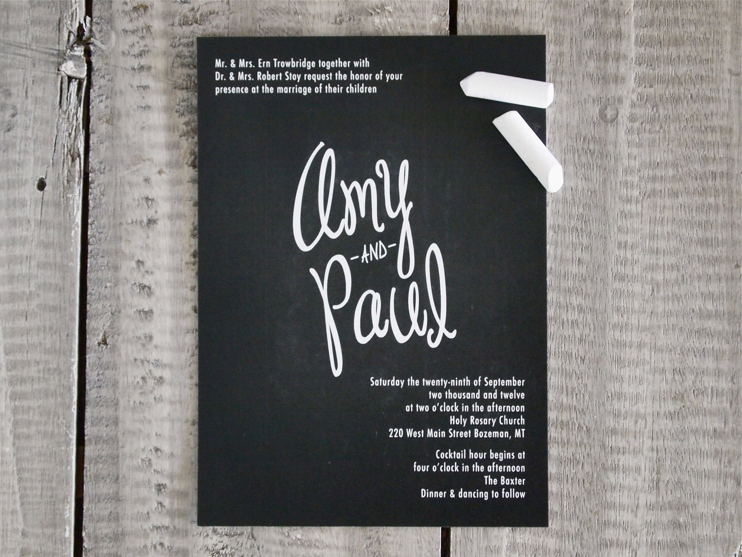 Chalkboard Calligraphy Wedding Invitation