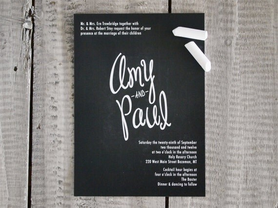 Chalkboard Calligraphy Wedding Invitation