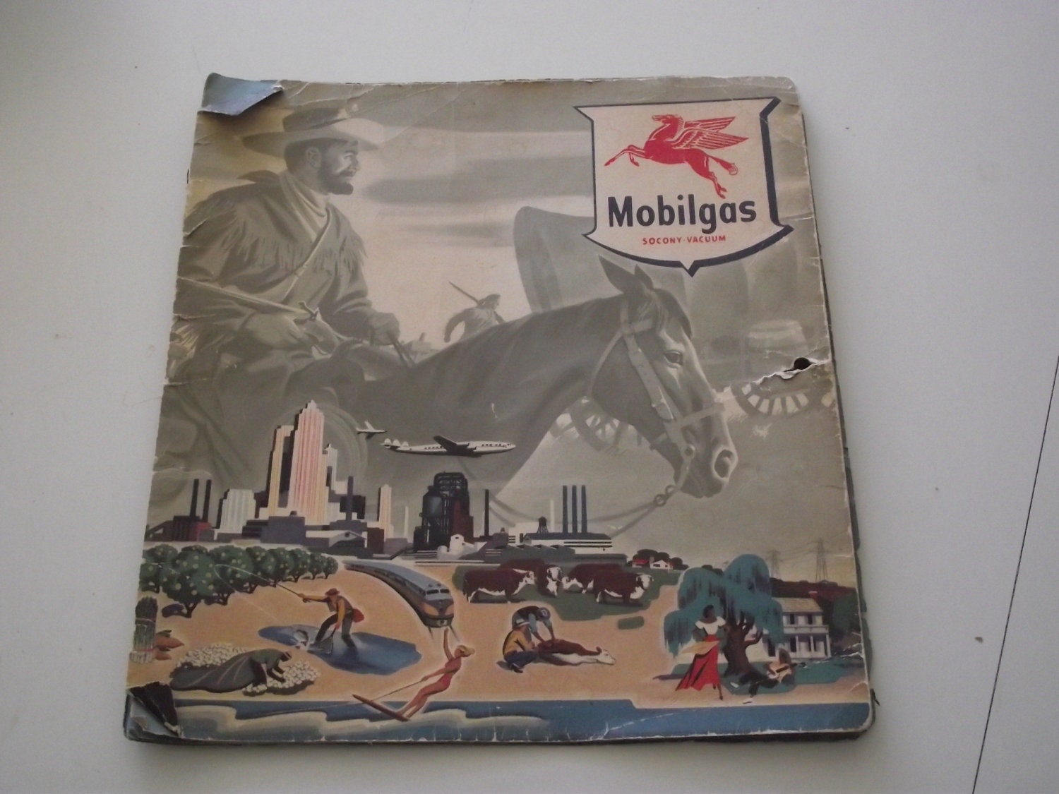 Vintage Mobil Oil Calendar '55 Southwest black memorabilia - cotton bowl