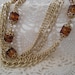 Vintage Necklace Sara Coventry Amber beads multi gold chain 50" long