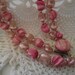 Vintage Necklace double pink pearl swirl beads