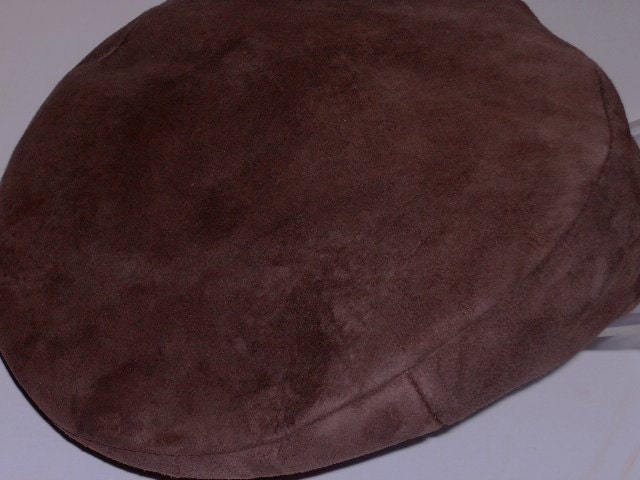 Vintage Hat  Cap Men's English driving / newsboy brown leather suede