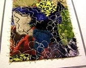 Fiber art notecard, quilted abstract design