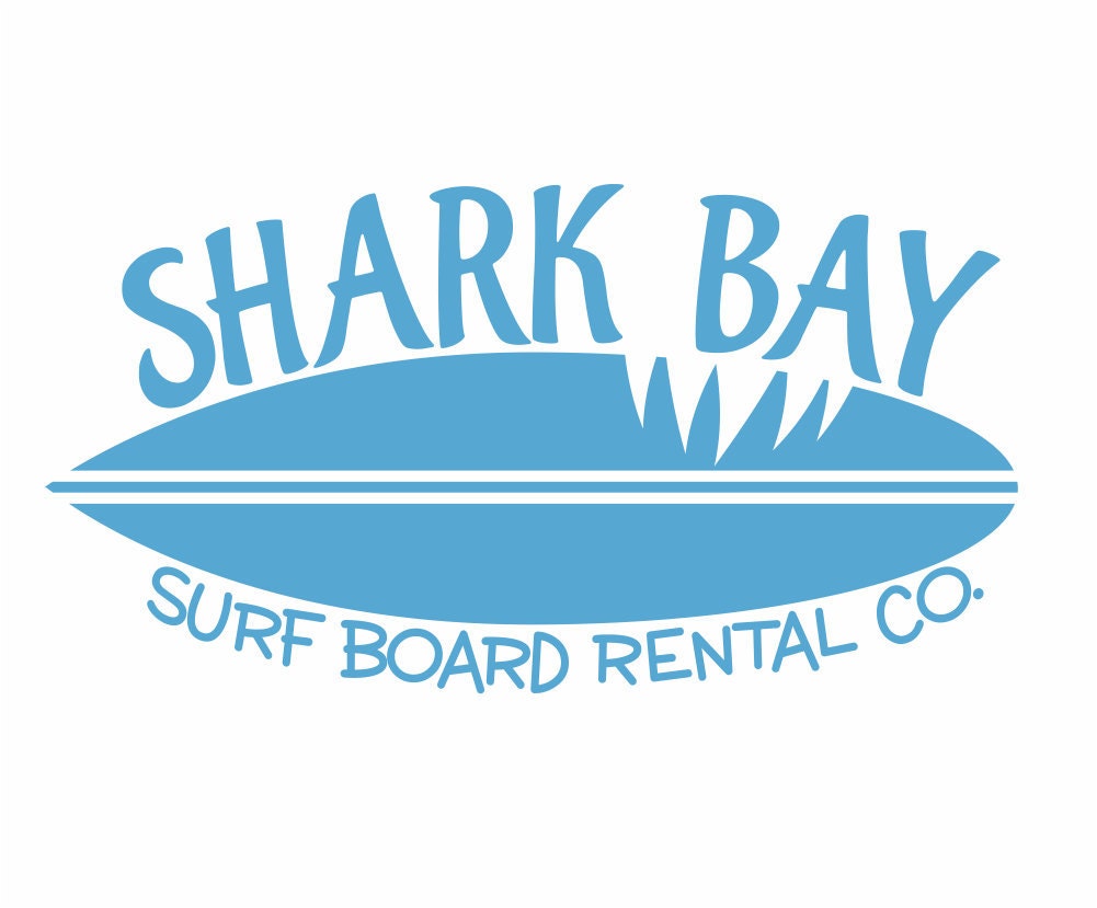 Surf Board Wall Decal - Personalized Name Vinyl Wall Decals Boy Girl Teen Room Wall Decals Surfing Sharks Ocean 19"H x 36"W Wall Art FS224