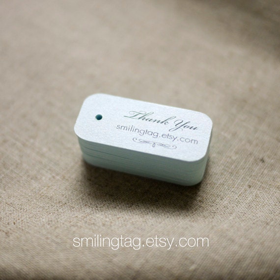 Miniature Personalised Gift Tags on Baby Blue Metallic Cardstock - Wedding Favor Tags - Thank you tags - Set of 40 (Item code: J291)