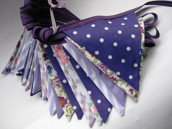 Wedding Party Bunting - Vintage Style - Purple and Lilac - 3m