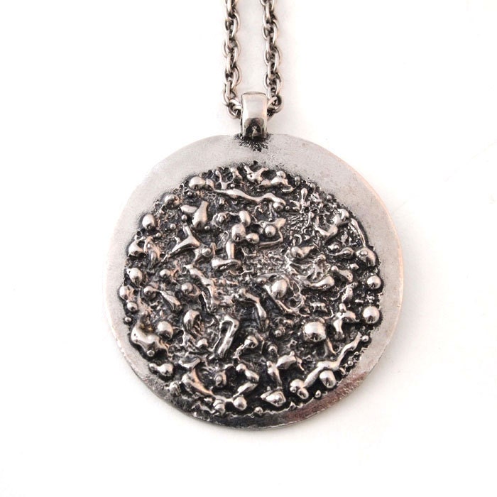 Modernist Brutalist Necklace Robert Larin Canada Vintage Pewter 1970s