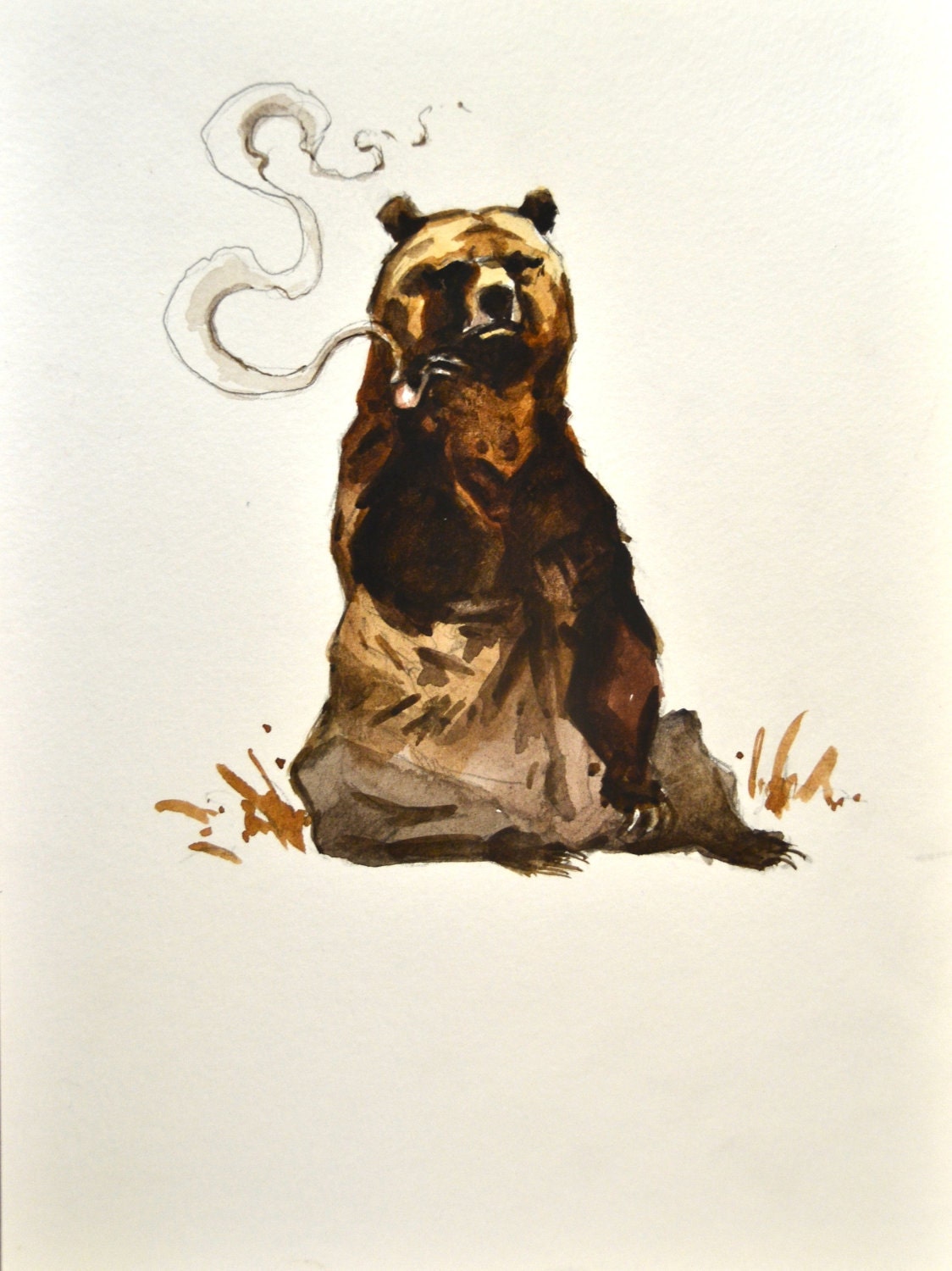 Bear Smoking Pipe
