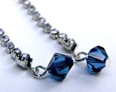 Rhinestone Chain Earrings Swarovski Crystal Chain Earrings Sterling Silver Stud Earrings Vintage Style Prom Jewelry