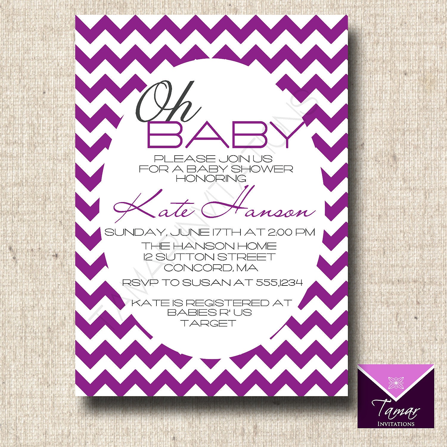 Printable Invitation Card - Chevron Modern Design - Baby Shower Il_570xn