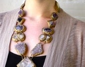 STATEMENT NECKLACE-SemiPrecious Minerals and Stones multi color -Wearable Art by Pauletta Brooks