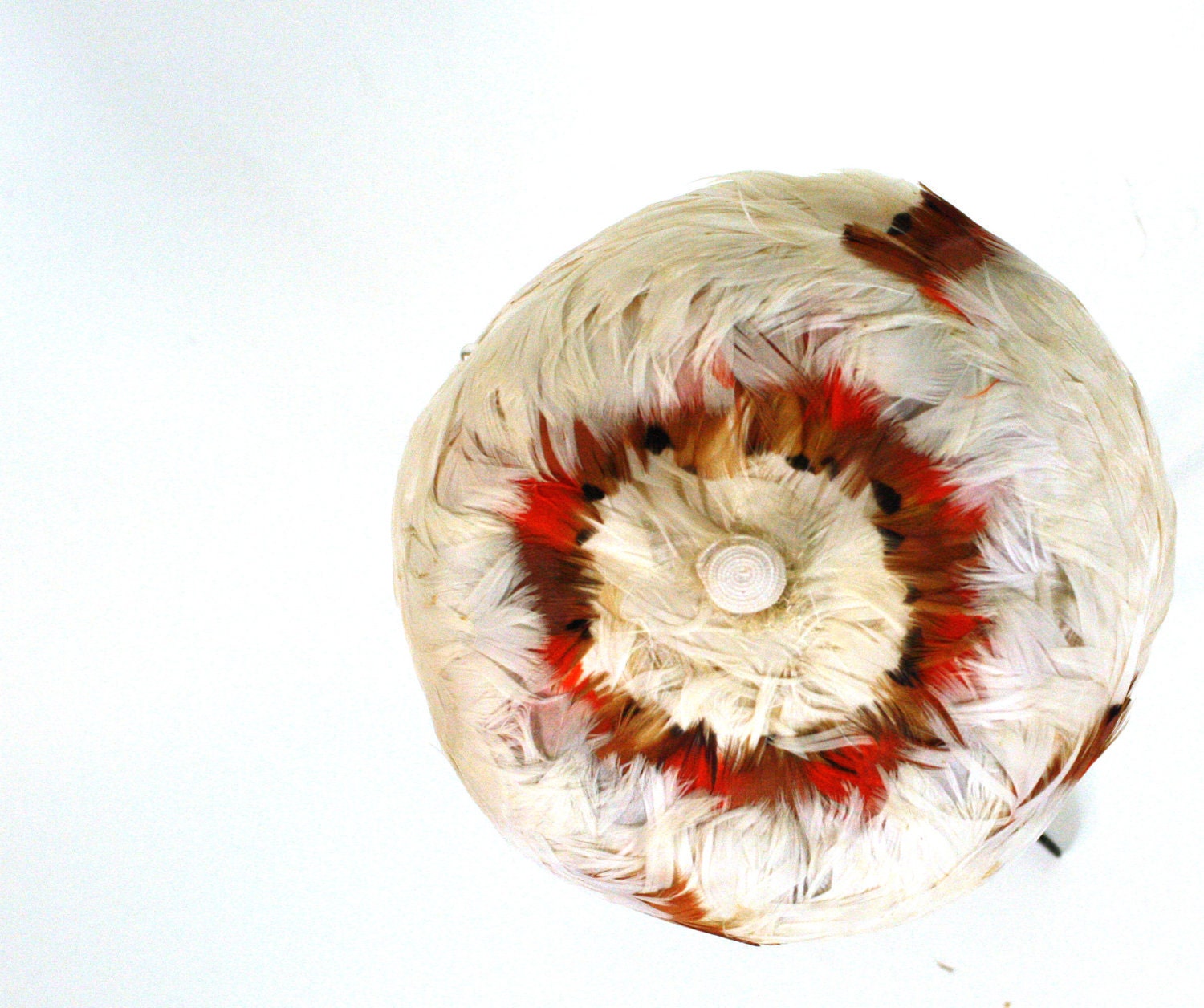 1950s feather pillbox  hat // Tangerine Streak - AnatomyVintage