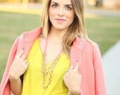 Neon Pink and Gold Chain Necklace