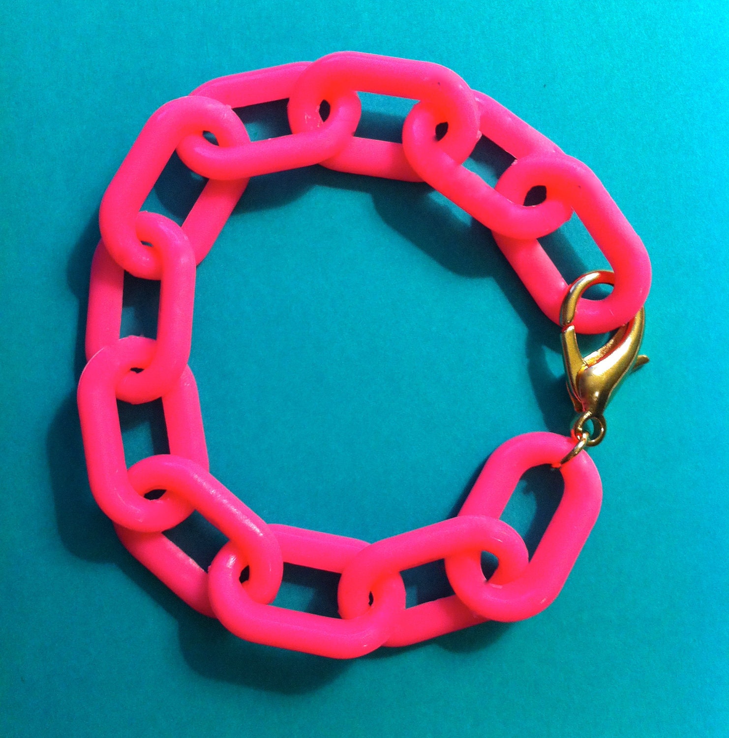 Neon Pink Enamel Chain Bracelet