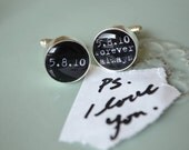 PS i love you - always and forever personalized typewriter font cufflinks - choose your own special date - keepsake,  groom, gift