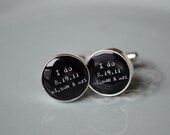 Custom Wedding day cufflinks - vintage typewriter font - bespoke keepsake, groom - anniversary gift