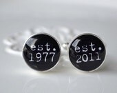 Custom date cufflinks - established year -  black and white bespoke heirloom keepsake gift for him