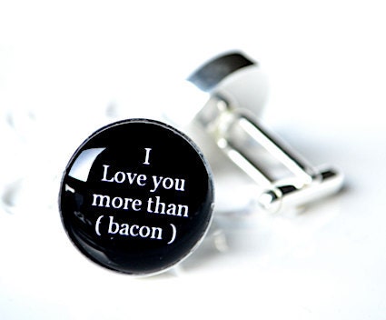 I love you more than bacon cufflinks - keepsake gift for groom, father, men wedding day or anniversary