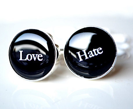 Love Hate cufflinks - keepsake gift for him the man