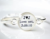 Custom love date bracelet by White Truffle - Vintage typewriter font - Wedding Day anniversary - bridesmaids and mother of the bride