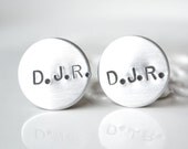 Initial handstamped cufflinks by White Truffle Studio - Groom and groomsmen wedding day keepsake gift
