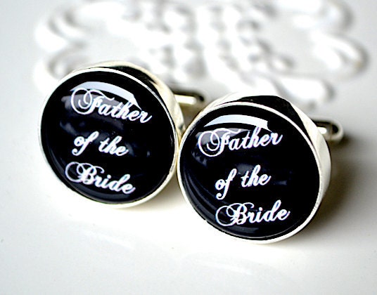 The Father of the bride Cufflinks Script Font - I loved her first cufflinks - Wedding Day Gift for your father