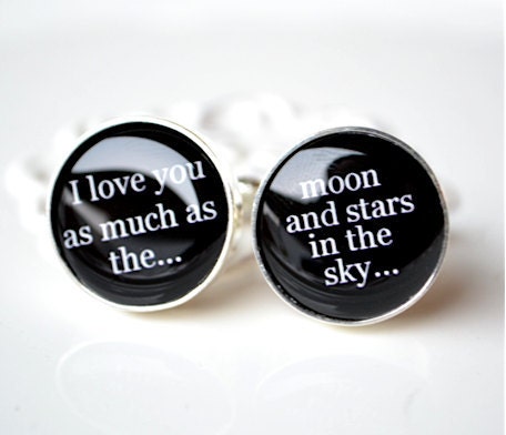I love you moon and stars in the sky cufflinks - wedding day anniversary gift