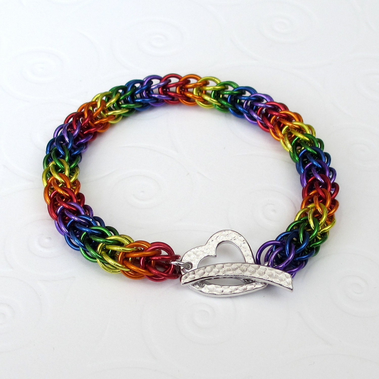 Rainbow chain maille bracelet Full Persian weave