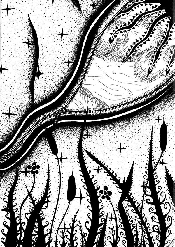 Buenos días. Original ink drawing on high quality paper