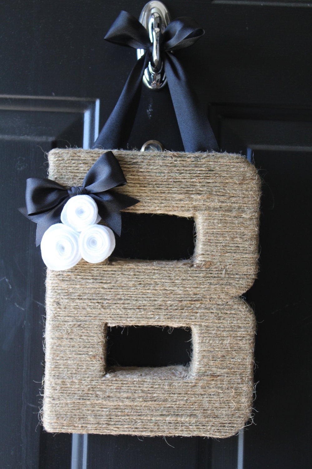 Jute Monogram Wreath with Book Page Rosettes